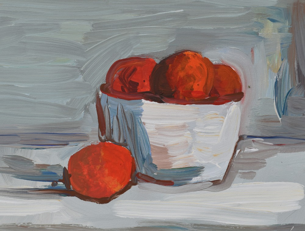 Klub třetího věku - Zimní akryl na plátně