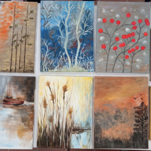 Klub třetího věku - Zimní akryl na plátně